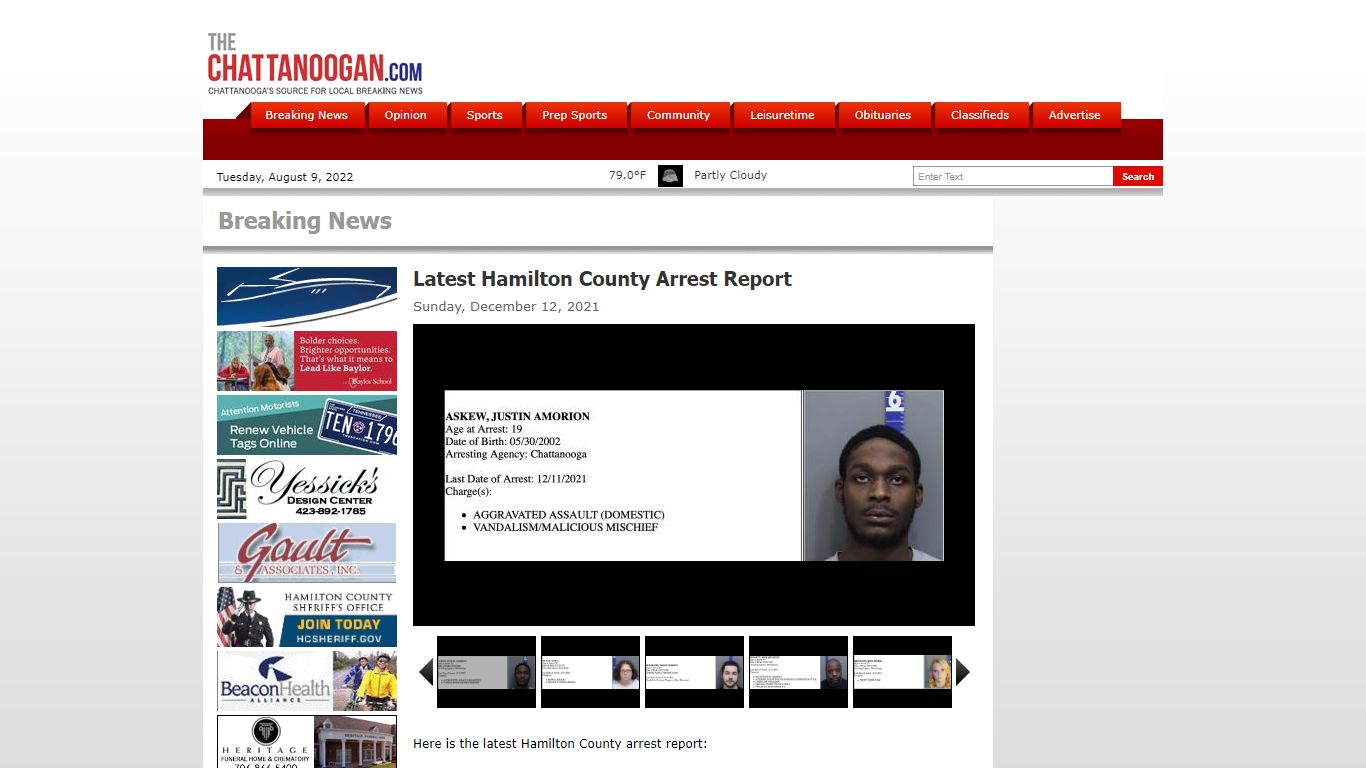 Latest Hamilton County Arrest Report - Chattanoogan.com